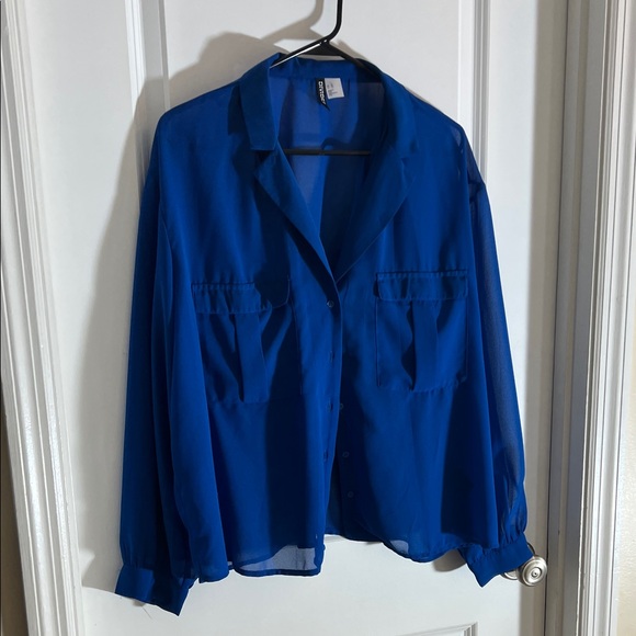 H&M Divided Vibrant Blue Blouse- (petite length?) - Picture 1 of 6